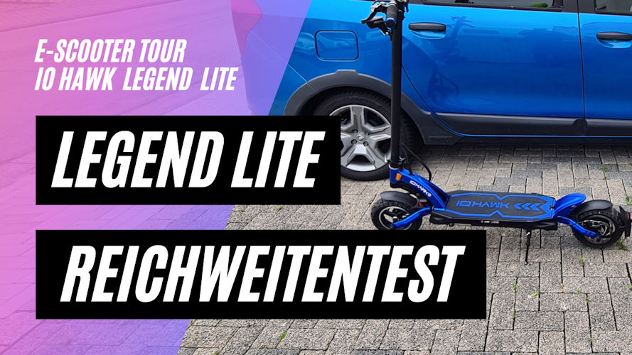 Reichweitentest mit dem IO HAWK Legend LITE 28,5 km bei 122 kg Fahrergewicht.