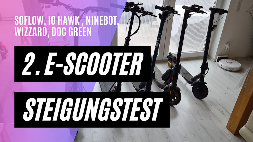 Steigungstest Soflow So4Pro, Legend Lite, Ninebot Max G30D, Wizzard 2.5 Plus eKFV, EWA6000 bei 122kg