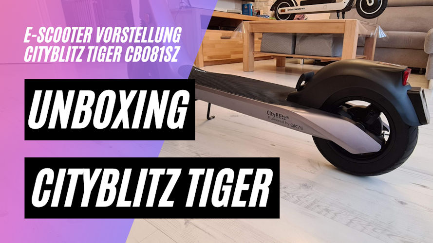 Unboxing des CityBlitz Tiger CB081SZ auch bekannt als OKAI ES500, SXT TITO oder Grover Rush