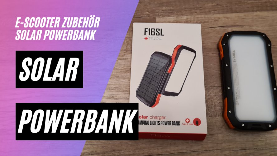 Solar Powerbank mit 20100mAh (IP65 Wasserdicht, 2 USB Ausgänge, für Camping und Outdoor)