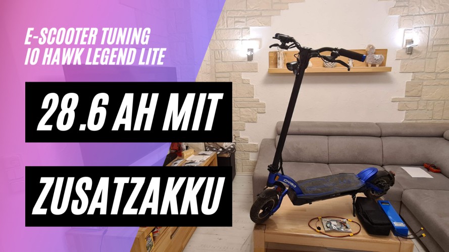 IO HAWK Legend Lite 28,6AH mit Zusatzakku und Y-Kabel (18,2 AH + 10,4 AH) 1372,8 WH