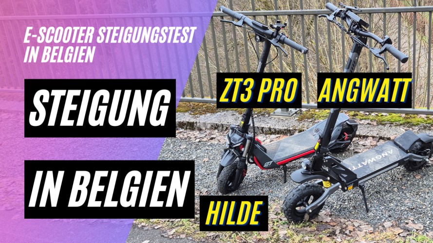 Steigungstests in Belgien (Ninebot ZT3 PRO, Trittbrett Hilde, ANGWATT CS1)